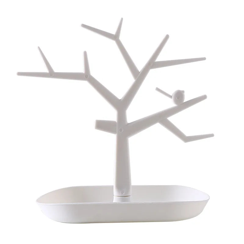 Arbre à bijoux avec plateau - Organisateur de bijoux en plastique - Garde Bijoux