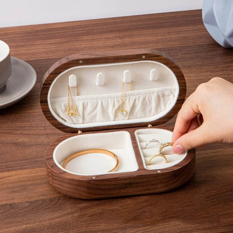 Boîte Clara - Rangement de bagues et colliers dans un ecrin en bois - Garde Bijoux