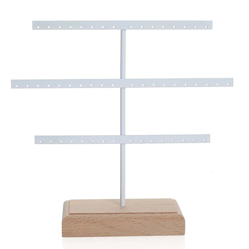 Porte-bijoux 3 étages - Support pour boucles d'oreilles avec finition blanche - Garde Bijoux