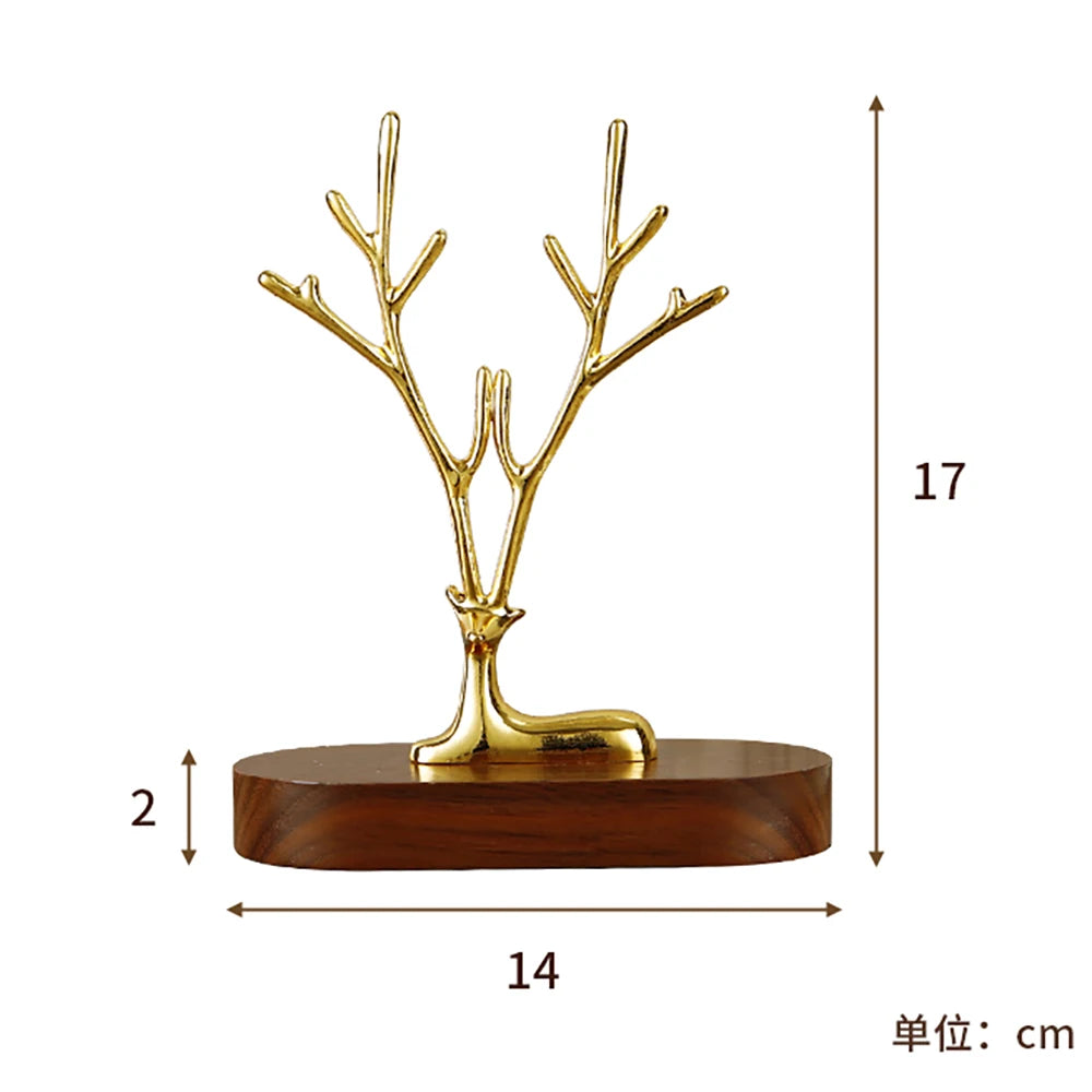 Arbre à bijoux cerf - Arbre à bijoux original avec base en bois massif - Garde Bijoux
