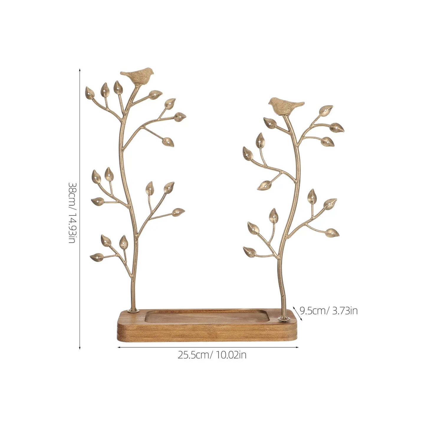 Arbre à bijoux double - Rangement pour bijoux de coiffeuse en bois et métal - Garde Bijoux