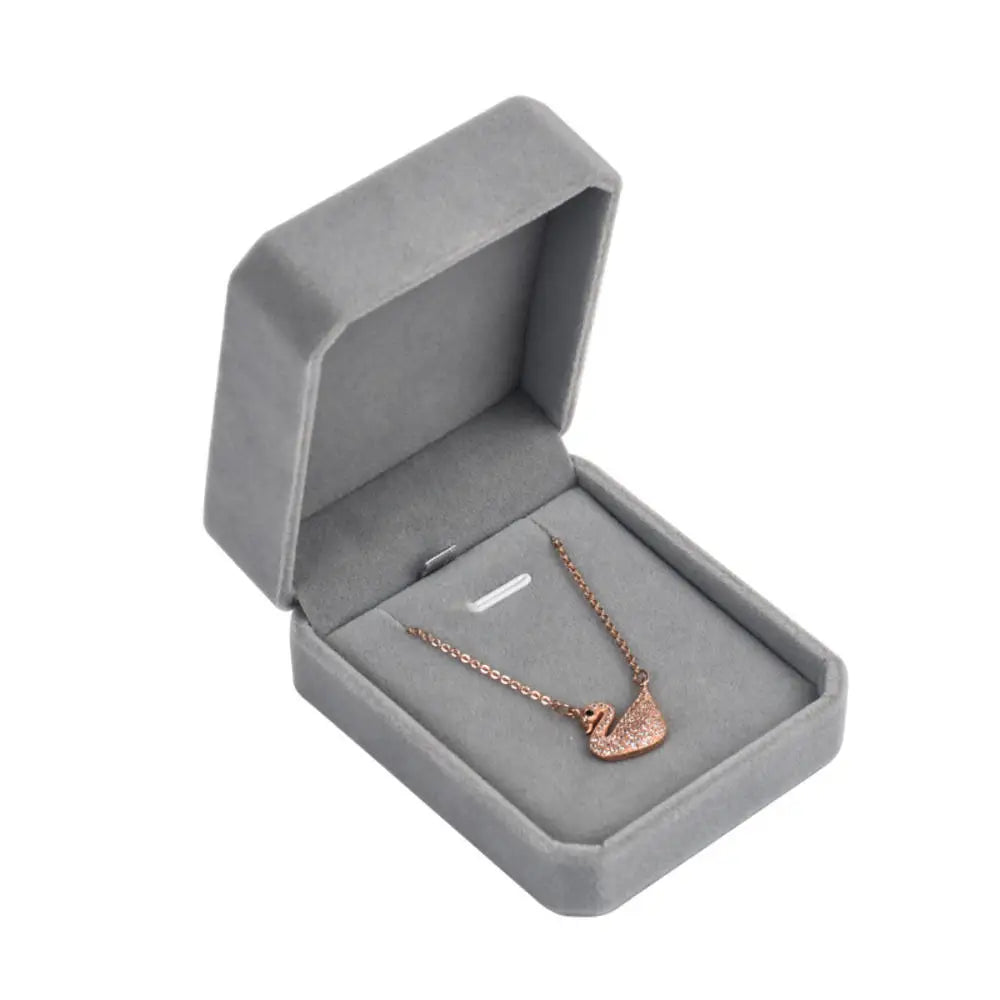 Boîte à bijoux velours - Petite boite de rangement grise en velours - Garde Bijoux