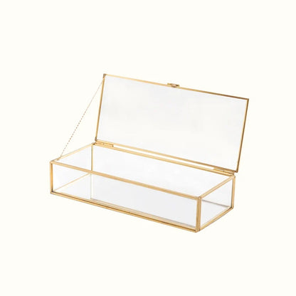 Boîte bijoux en verre rectangulaire - Coffret de rangement transparent pour colliers et bracelets - Garde Bijoux