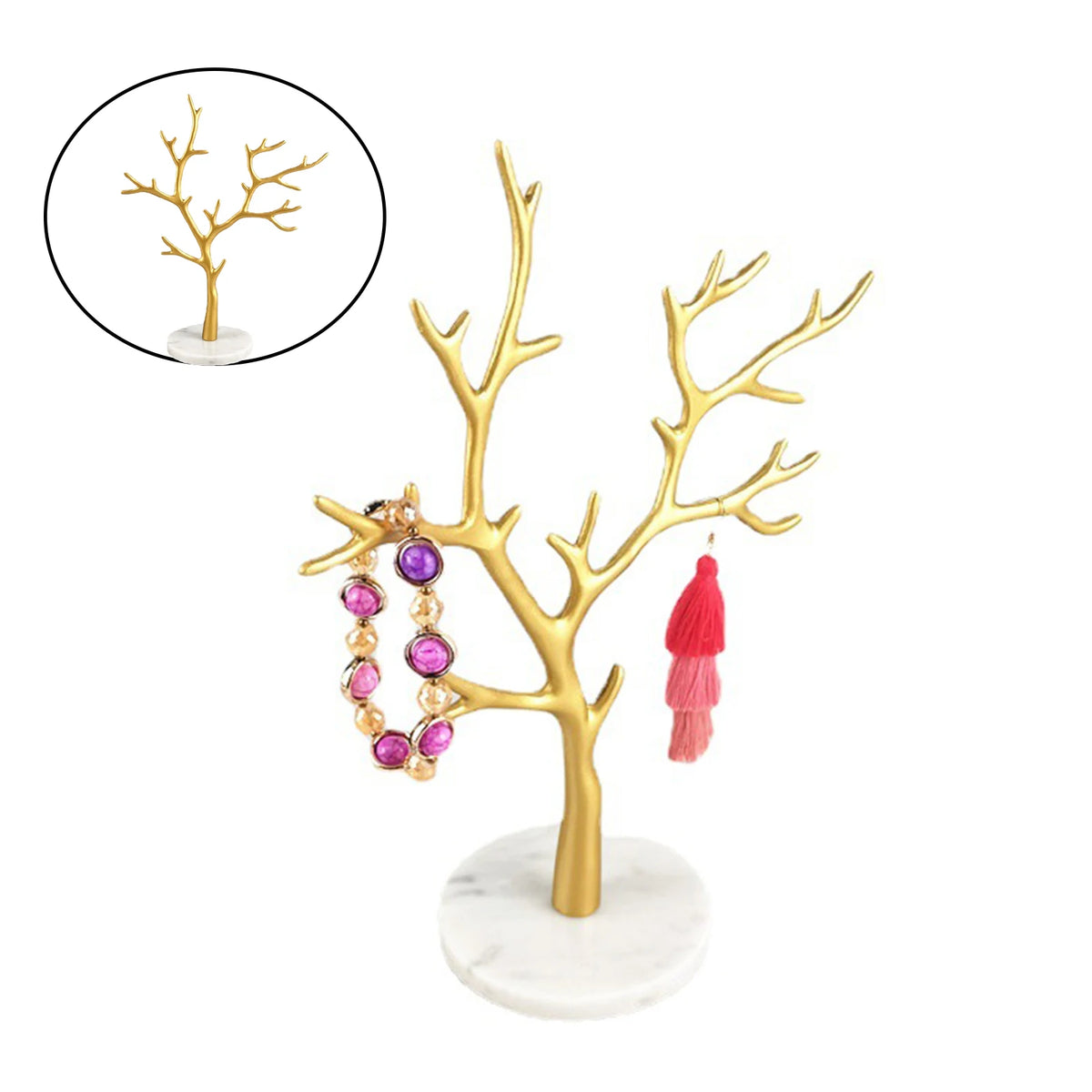 Arbre à bijoux doré - Organisateur de bijoux en métal doré style nature - Garde Bijoux