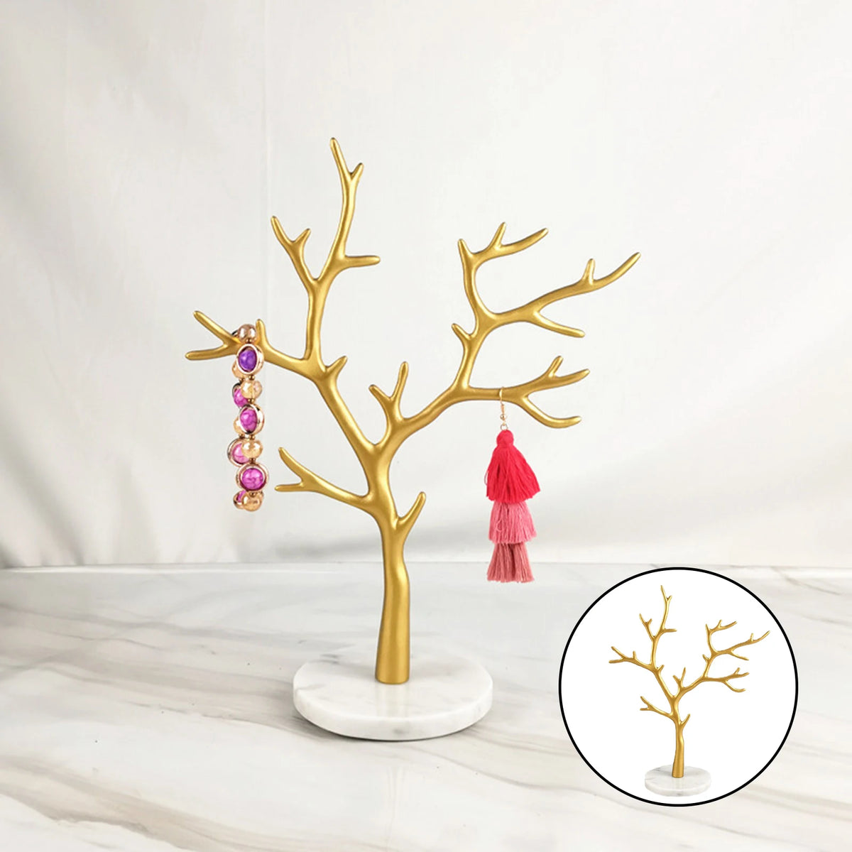 Arbre à bijoux doré - Présentoir à bijoux design avec branches dorées - Garde Bijoux