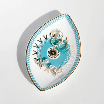 Coupelle à bijoux œil - Rangement de table en céramique décorative - Garde Bijoux