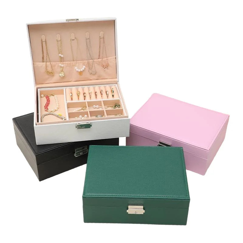 Boîte à bijoux Claire - Porte bijoux fermé en simili cuir coloré - Garde Bijoux