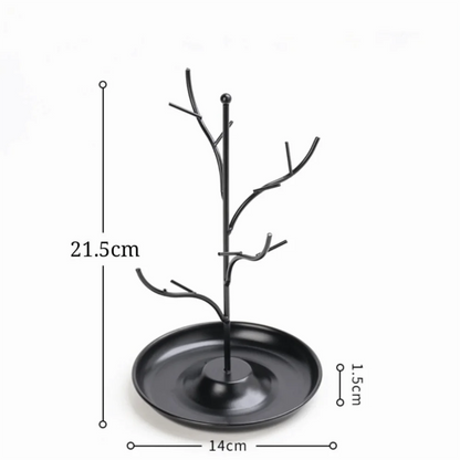 Arbre à bijoux en métal - Organisateur de bijoux en métal noir et doré - Garde Bijoux