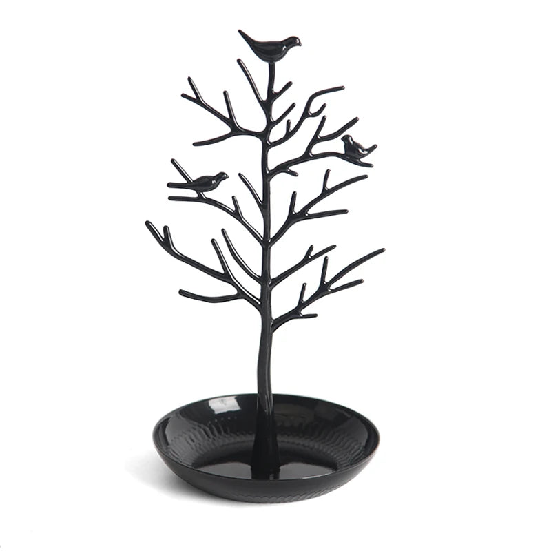 Arbre à bijoux oiseau - Porte colliers et bagues en métal - Garde Bijoux
