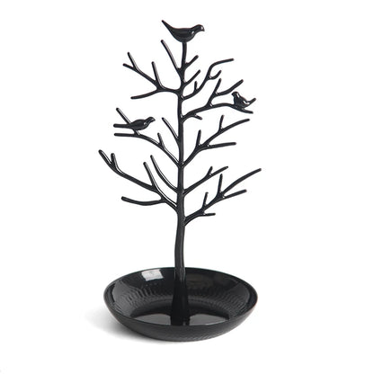 Arbre à bijoux oiseau - Porte colliers et bagues en métal - Garde Bijoux