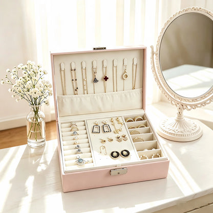 Boîte à bijoux Ginette - Coffret organisateur de colliers et boucles d'oreilles - Garde Bijoux