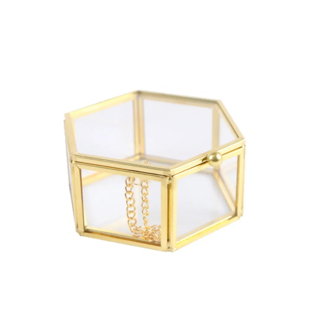 Boîte géométrique Jade - Coffret transparent Jade reflets lumineux pour petits accessoires - Garde Bijoux