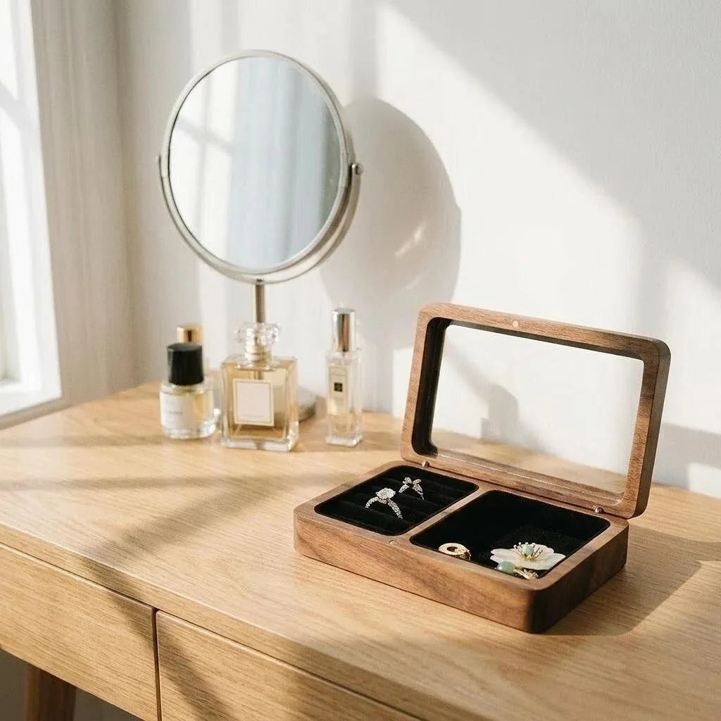 Boîte à bijoux Zélia - Petite boîte à bijoux vitrée pour coiffeuse - Garde Bijoux