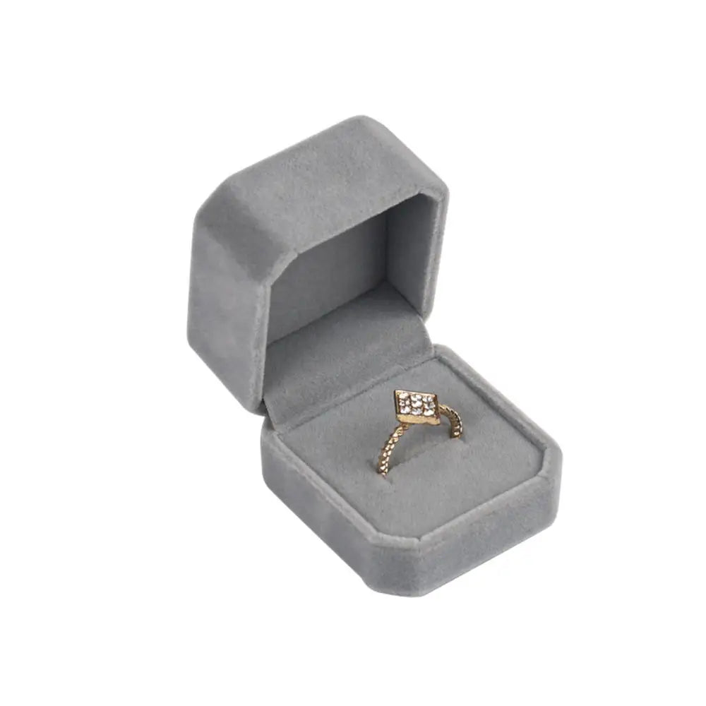 Écrin à bague - Petit écrin bague velours gris - Garde Bijoux