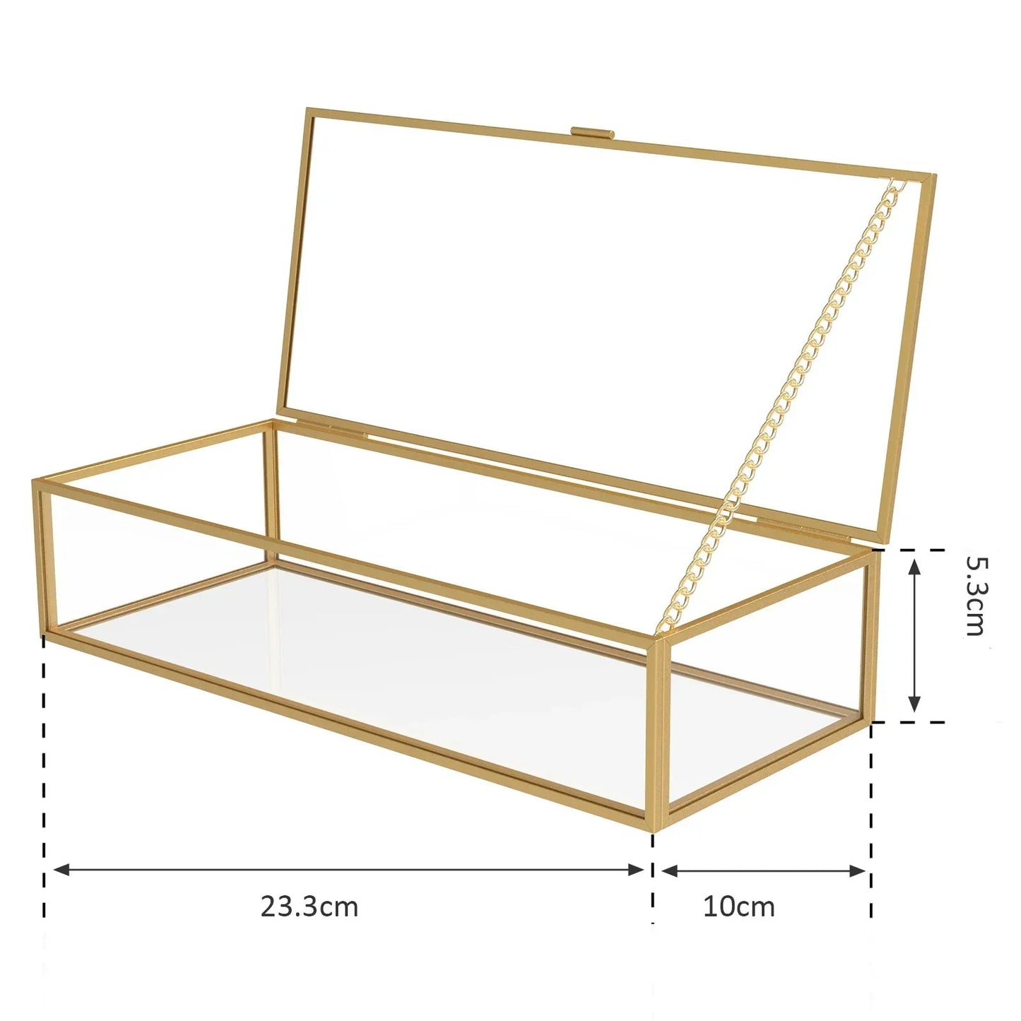 Boîte bijoux en verre - Coffret de rangement rectangulaire pour colliers et montres - Garde Bijoux