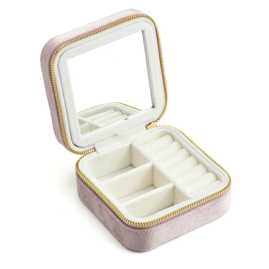 Boîte de voyage Juliette - Fermeture eclair doree de l ecrin a bijoux portable - Garde Bijoux