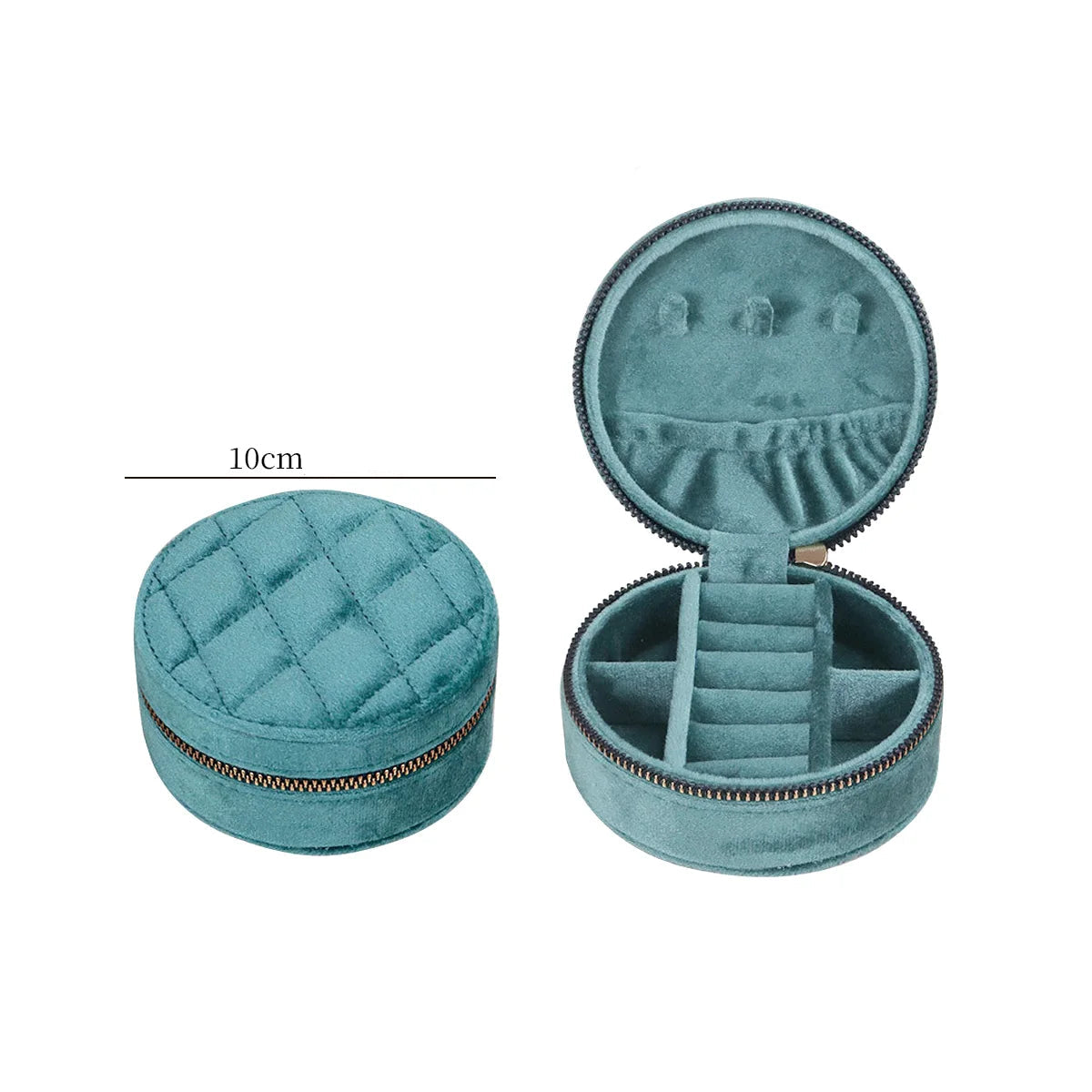 Boîte ronde Suzanne - Boîte ronde zippée vue de dessus ouverte - Garde Bijoux