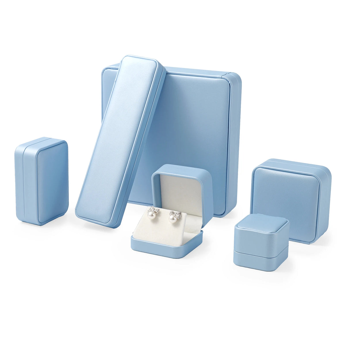 Boîte à bijoux bleue - Coffret à bijoux bleu avec intérieur en velours blanc - Garde Bijoux