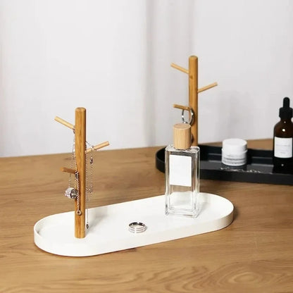 Arbre à bijoux en bois - Présentoir pour bagues et montres minimaliste - Garde Bijoux