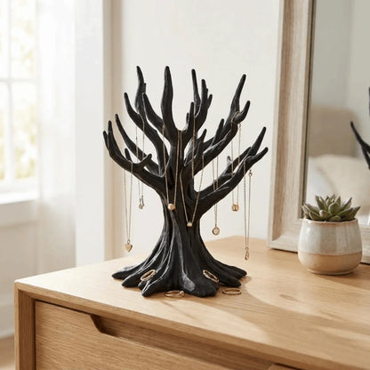 Arbre à bijoux noir - Support pour colliers et bagues noir - Garde Bijoux