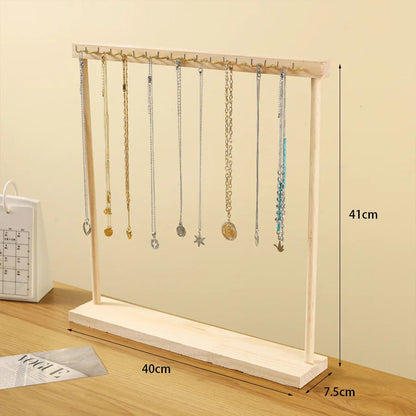 Porte-colliers en bois naturel - Structure en bois naturel dediee au rangement des pendentifs - Garde Bijoux