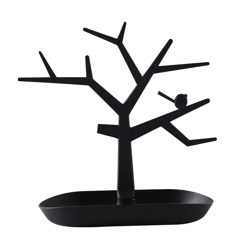 Arbre à bijoux avec plateau - Présentoir à colliers et bagues moderne - Garde Bijoux