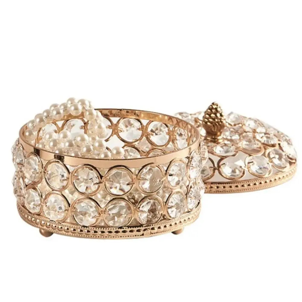 Boîte ronde Jannine - Rangement bijoux style baroque doré - Garde Bijoux