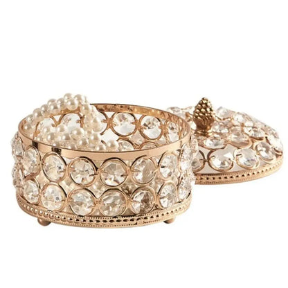 Boîte ronde Jannine - Rangement bijoux style baroque doré - Garde Bijoux