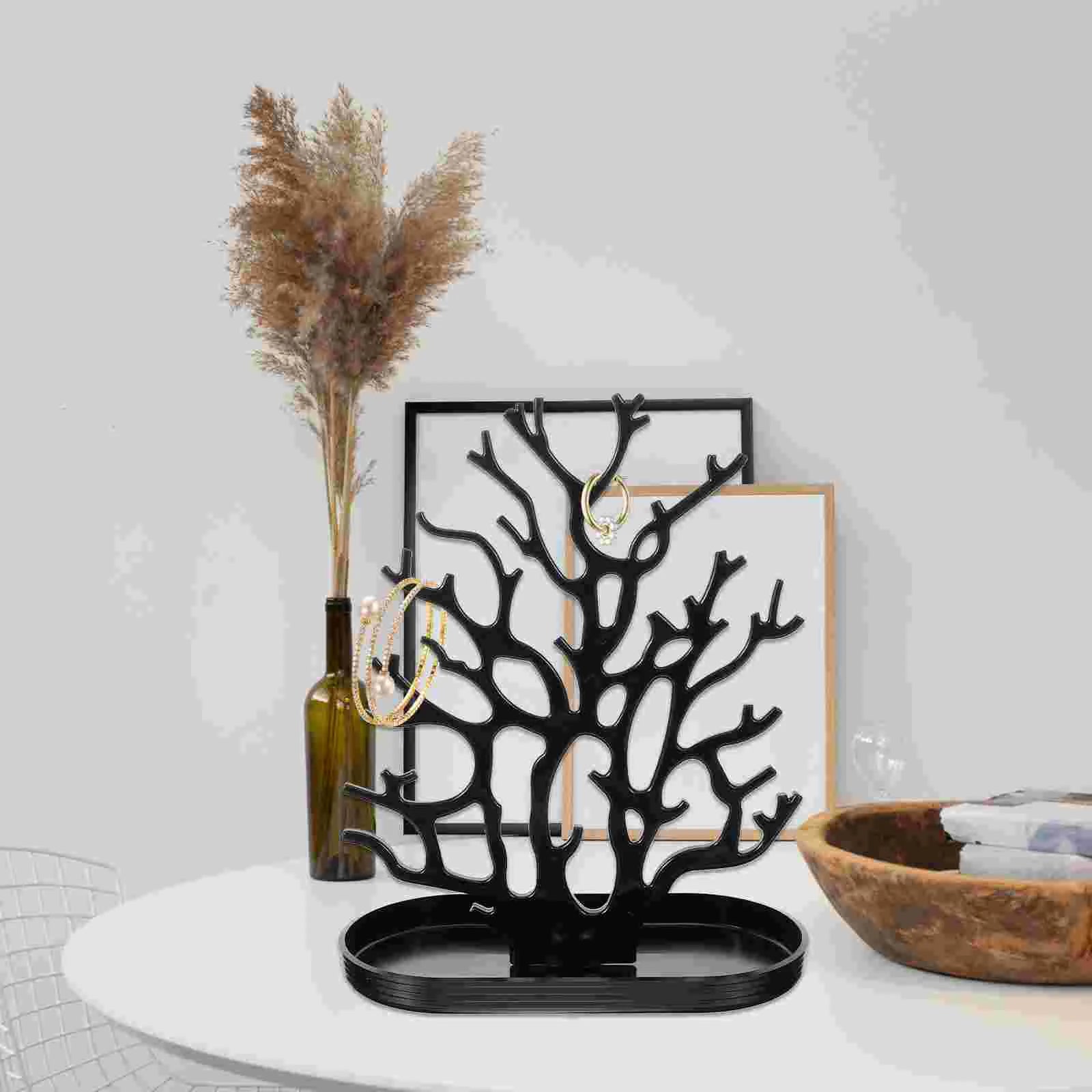 Arbre à bijoux corail - Arbre porte bijoux avec socle plateau - Garde Bijoux