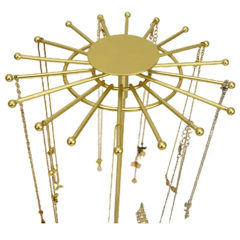 Porte-bijoux rotatif doré - Organisateur de bijoux moderne en métal doré - Garde Bijoux
