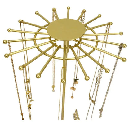 Porte-bijoux rotatif doré - Organisateur de bijoux moderne en métal doré - Garde Bijoux