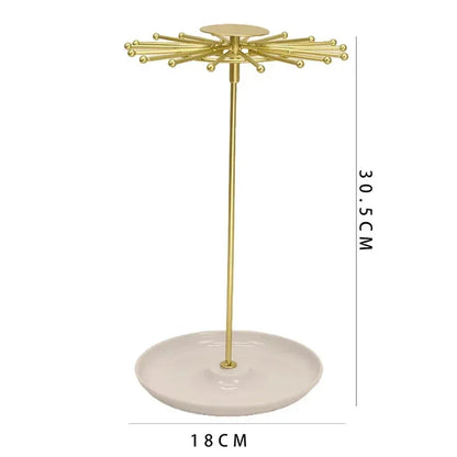 Porte-bijoux rotatif doré - Présentoir rotatif pour colliers avec plateau vide poche - Garde Bijoux