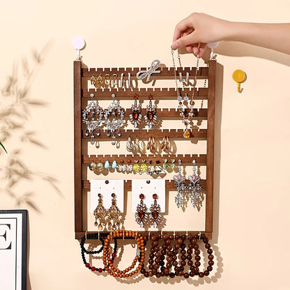 Porte-bijoux mural en bois - Organisateur de bijoux mural suspendu - Garde Bijoux