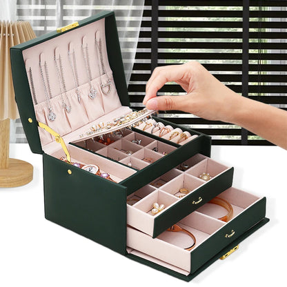 Boîte à bijoux Hélène - Coffret a bijoux en cuir synthetique avec tiroirs - Garde Bijoux