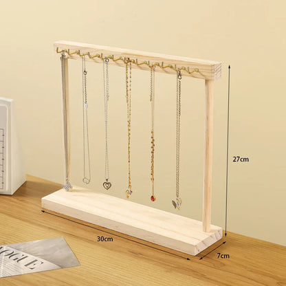 Porte-colliers en bois naturel - Support de presentation pour colliers et chaines en bois - Garde Bijoux