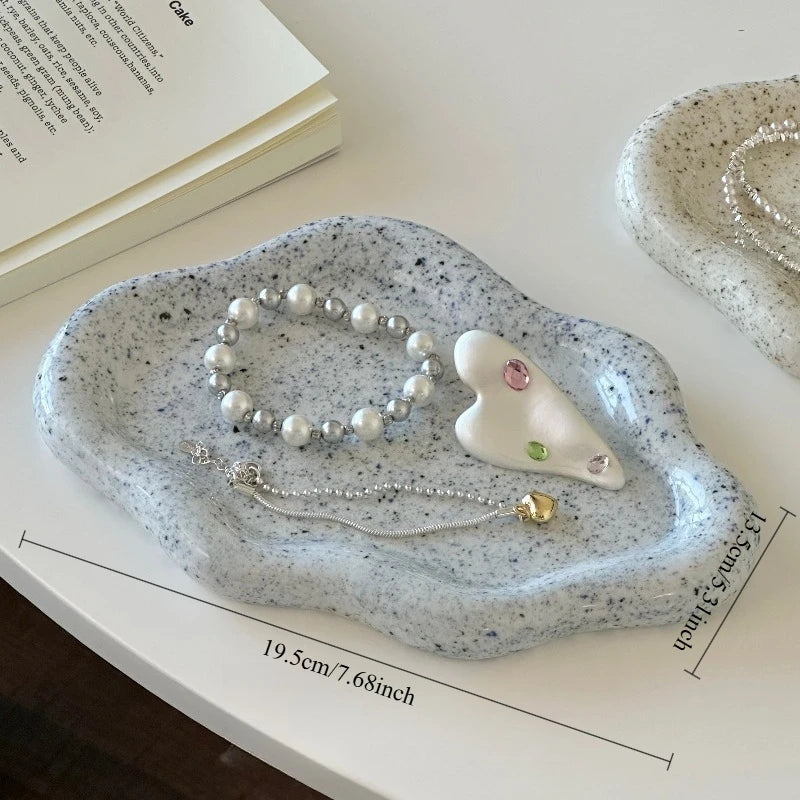 Coupelle à bijoux céramique - Petit plateau de rangement en ceramique pour colliers et montres - Garde Bijoux