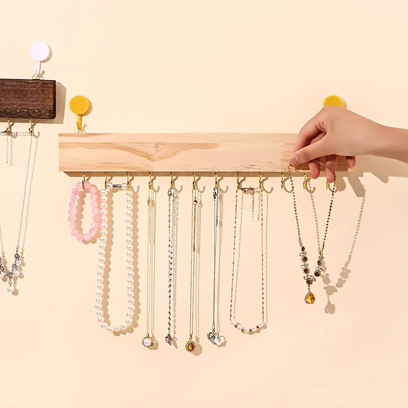 Porte-bijoux mural en bois - Barre de suspension pour bijoux muraux - Garde Bijoux
