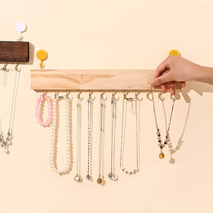 Porte-bijoux mural en bois - Barre de suspension pour bijoux muraux - Garde Bijoux