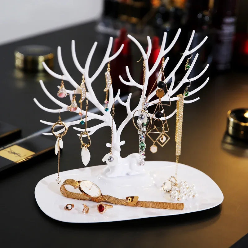 Porte-bijoux arbre - Support pour bijoux forme cerf en plastique - Garde Bijoux