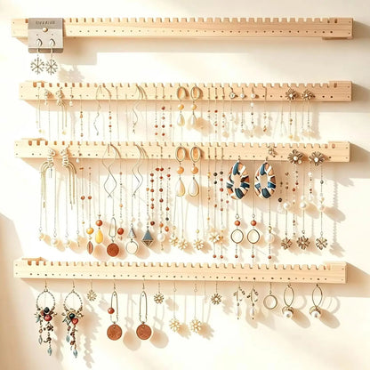 Porte-bijoux mural en bois - Porte-bijoux mural en bois accroché au mur - Garde Bijoux