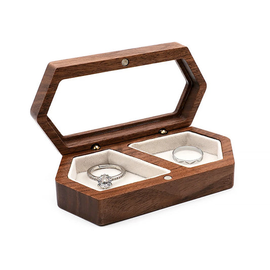 Écrin bague Sylvia - Coffret de mariage en bois pour bagues - Garde Bijoux
