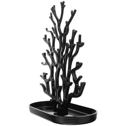 Arbre à bijoux corail - Organisateur de bijoux en plastique noir - Garde Bijoux