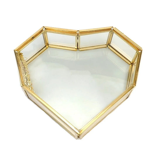Boîte bijoux Coeur en verre - Petit écrin cœur style romantique et moderne - Garde Bijoux