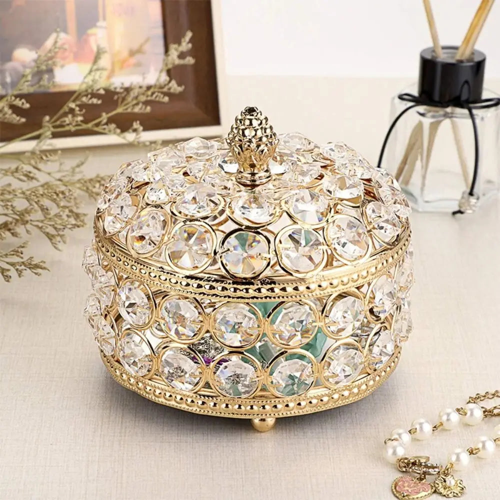 Boîte ronde Jannine - Coffret décoratif doré pour bagues - Garde Bijoux