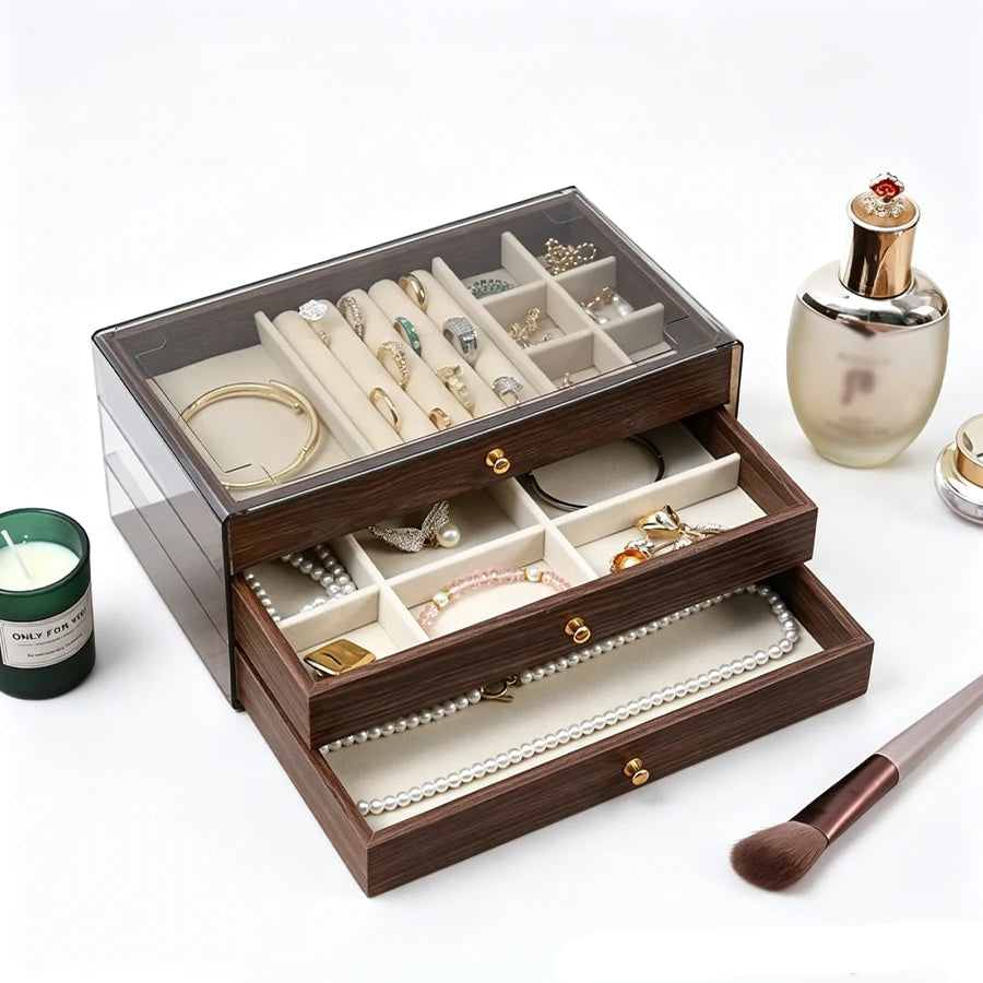 Boîte à bijoux Yvonne - Rangement élégant en bois pour accessoires Yvonne - Garde Bijoux