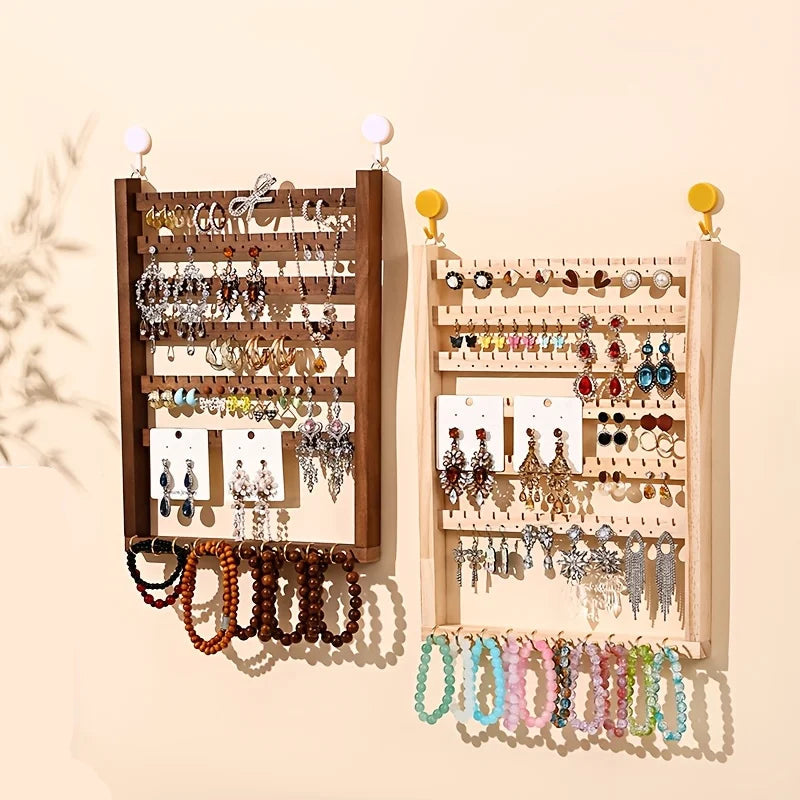Porte-bijoux mural en bois - Porte-bijoux mural en bois accroché au mur - Garde Bijoux