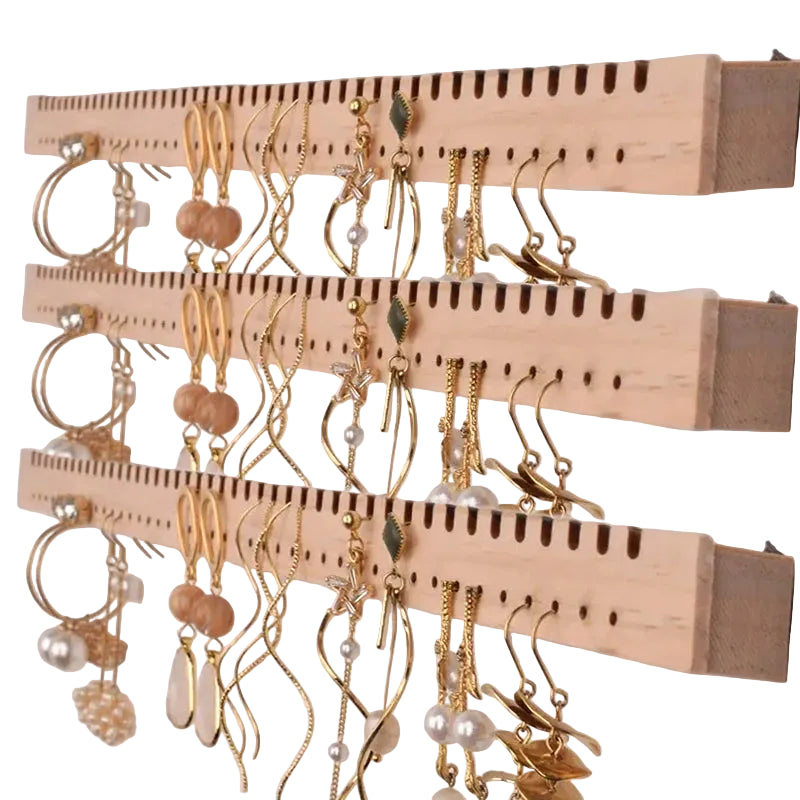 Porte-bijoux mural en bois - Organisateur mural en bois clair pour colliers - Garde Bijoux