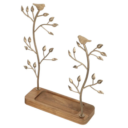 Arbre à bijoux double - Support pour colliers et boucles d'oreilles en métal - Garde Bijoux