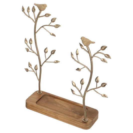Arbre à bijoux double - Support pour colliers et boucles d'oreilles en métal - Garde Bijoux