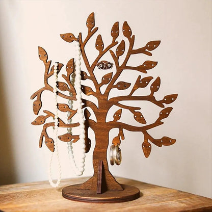 Arbre à bijoux en bois - Arbre organisateur de bijoux en bois à poser - Garde Bijoux